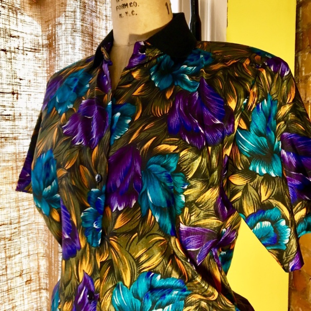 Vintage Floral Button Blouse By Gianna Size 8 - Picture 7 of 7